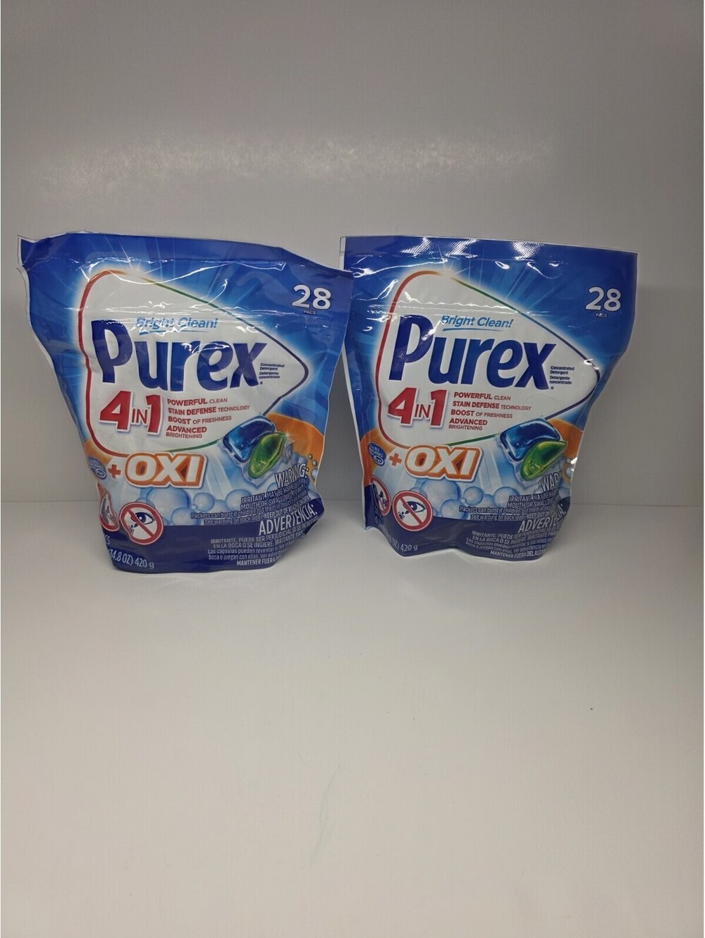 (2) Purex 4 In 1 Laundry Detergent Pacs W/ Oxy-28ct. Each